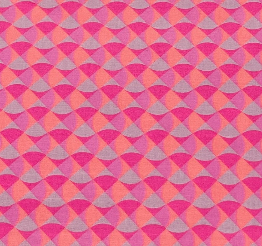 Tissu Coton popeline Breizh Wave rose fluo