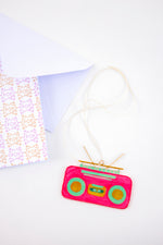 Carte de vœux Radio Ga Ga avec petit mobil en bambou 