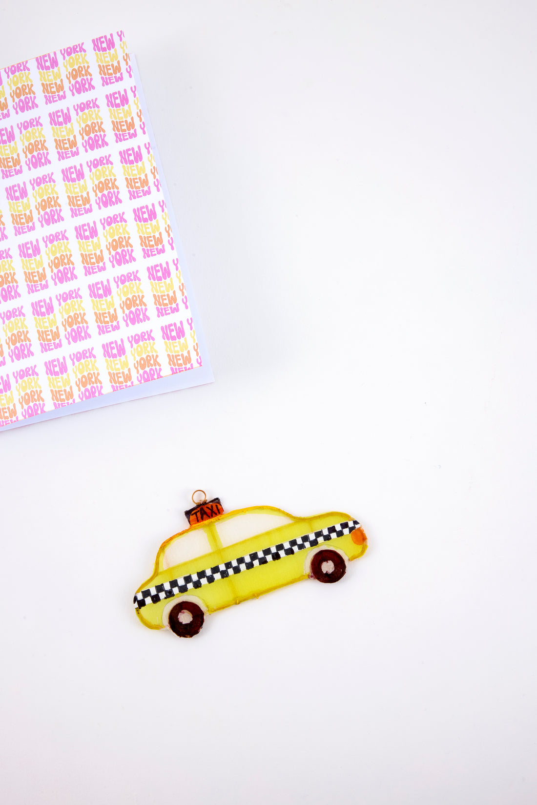 carte de vœux mini mobile bambou taxi jaune New-York