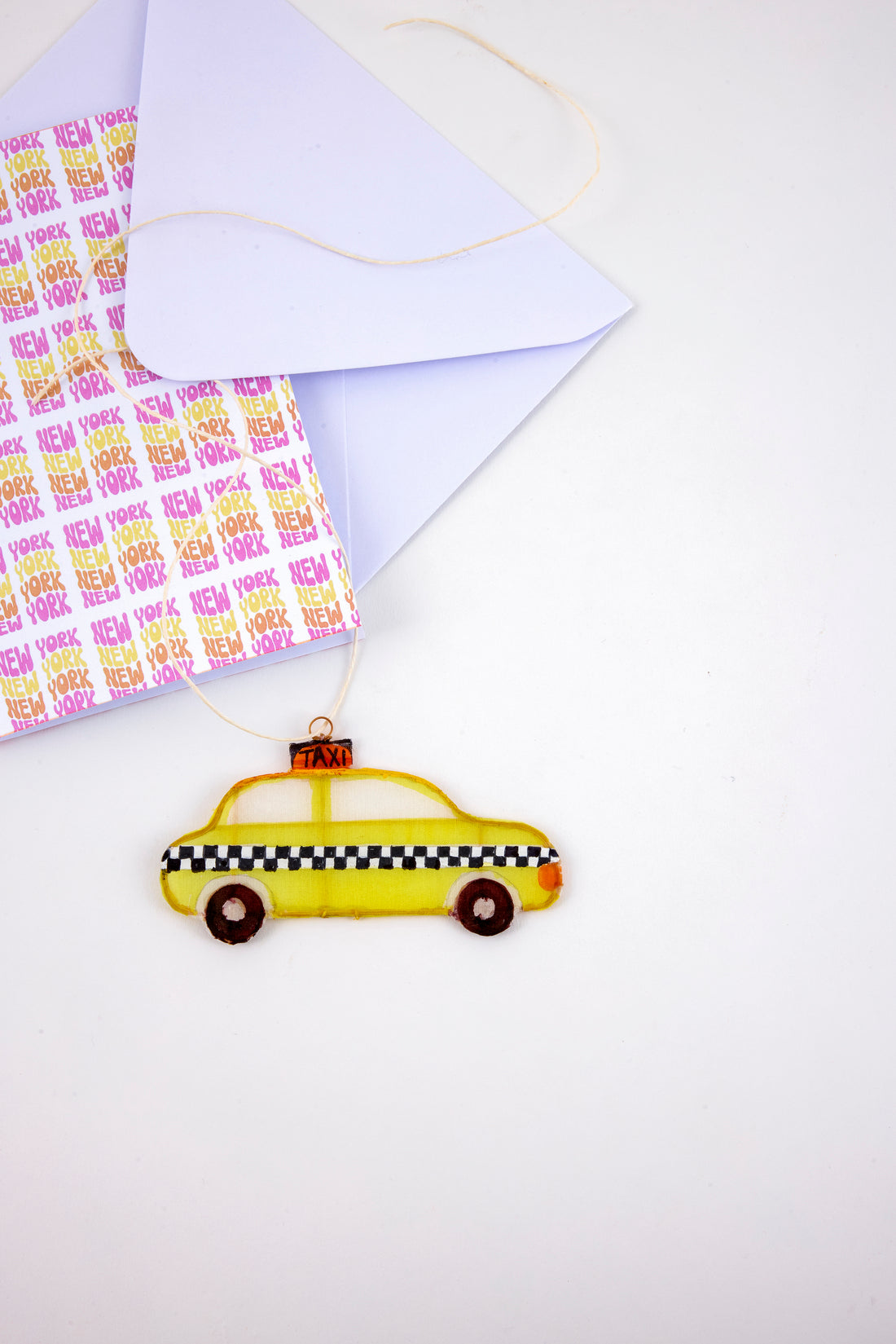 carte de vœux mini mobile bambou taxi jaune New-York