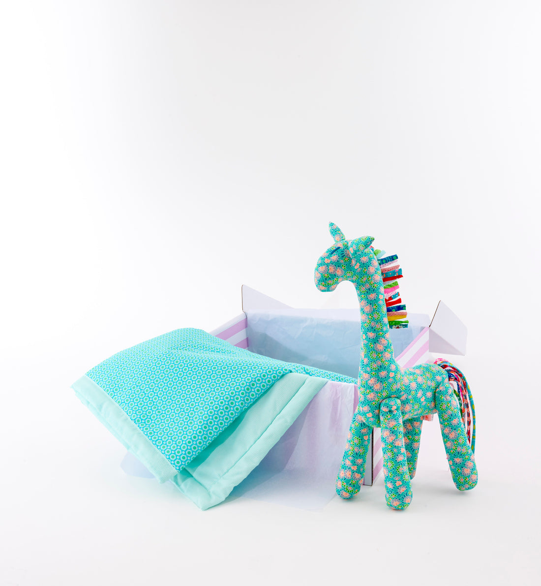 Coffret Girafe et plaid bébé Calendula vert