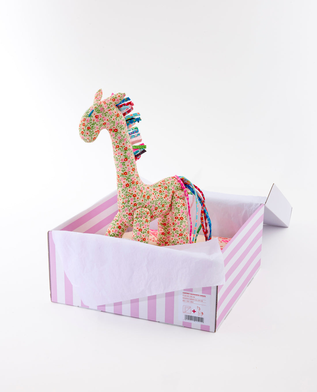 Coffret Girafe et plaid bébé Flower Power rose
