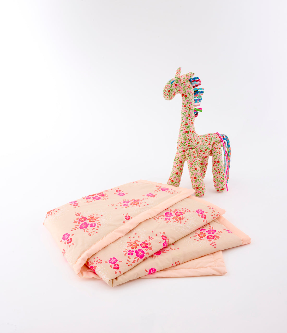 Coffret Girafe et plaid bébé Flower Power rose