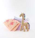 Coffret Girafe et plaid bébé Flower Power rose