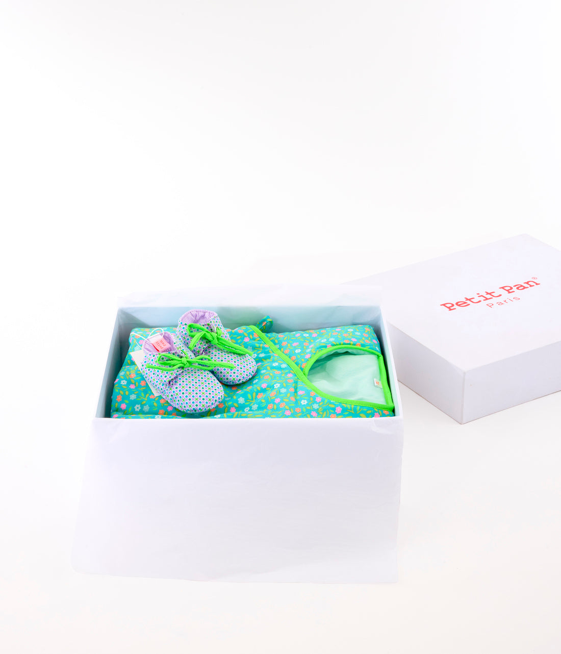 Coffret bébé Django Azur, Veste bébé + Chaussons bébé , Cadeaux de naissance