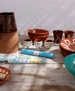 Coupon Couton Zellige bleu avec des motifs géométriques