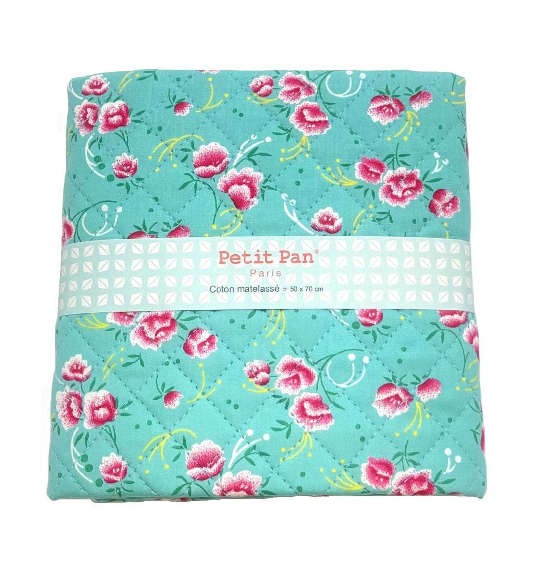 Coupon coton matelassé Pivoine Céladon
