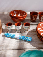 Coupon coton Mimoun bleu avec des motifs arrondis