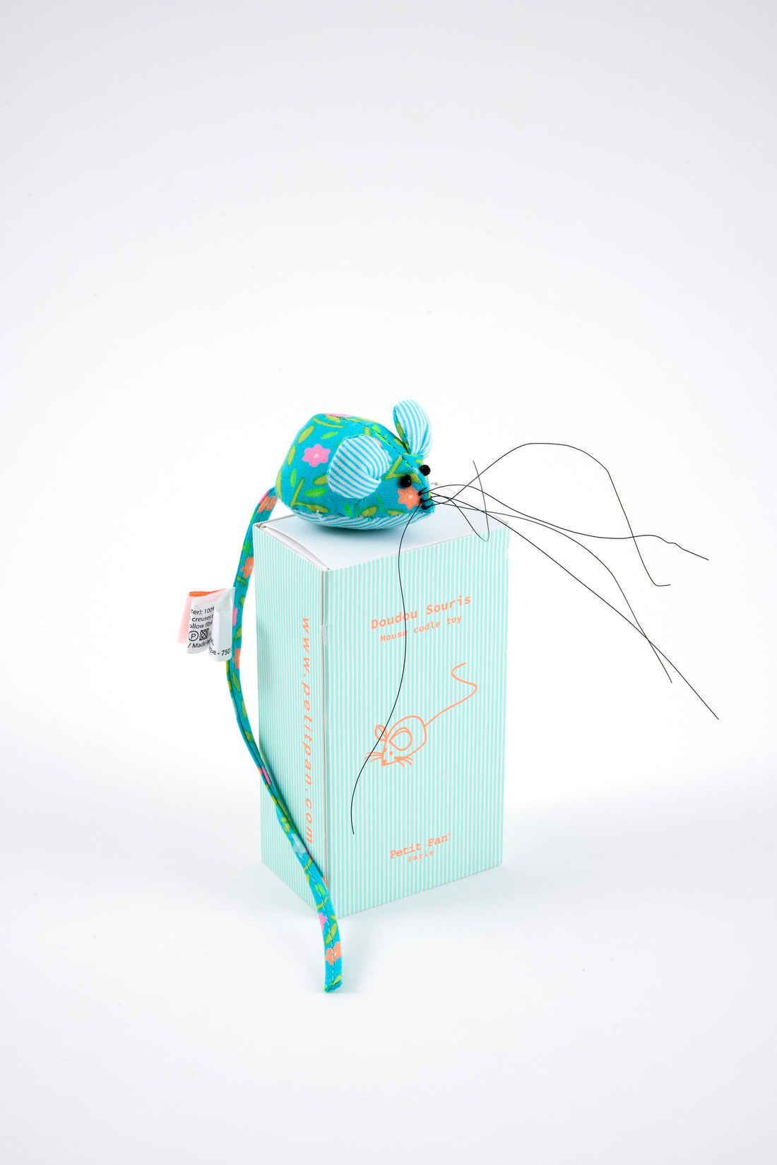 petit doudou souris Peace and Love azur