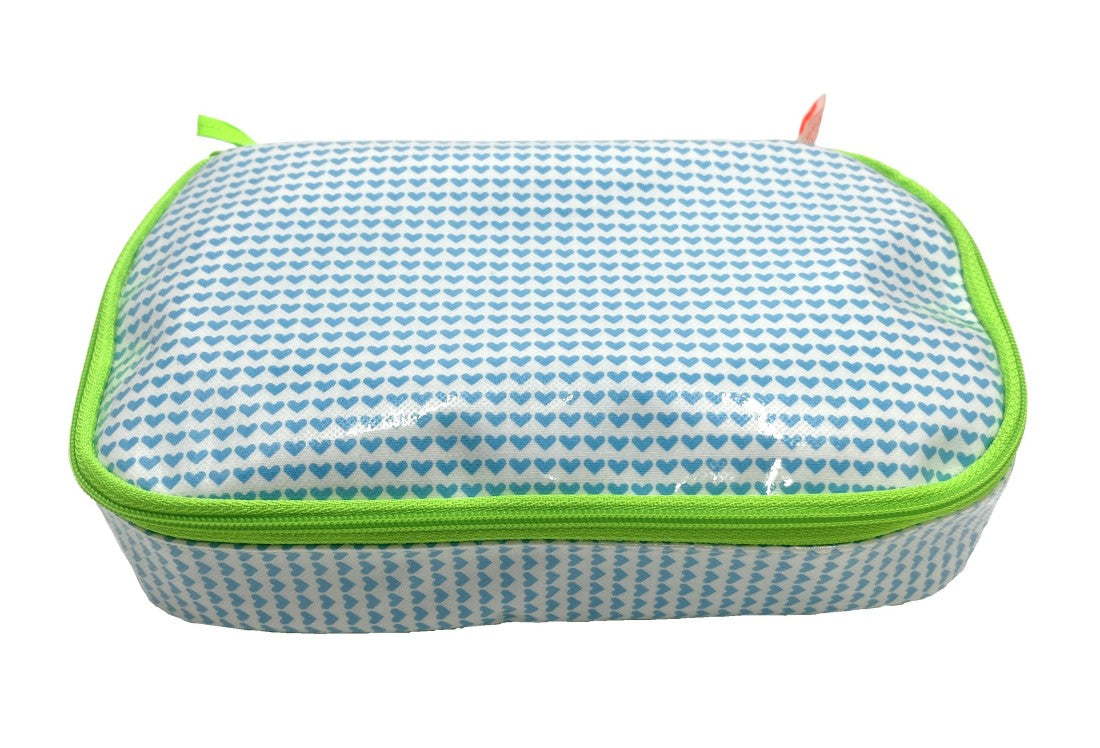 Grande trousse à crayons Love is all bleu ciel