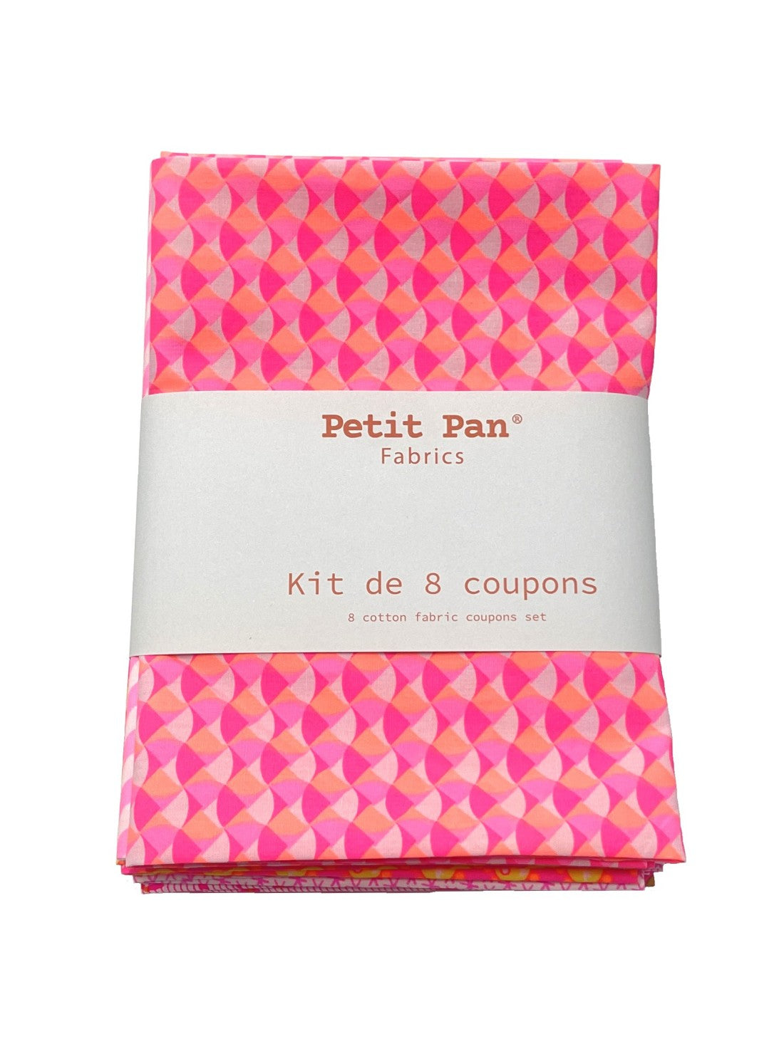 Kit de 8 coupons tissu coton popeline Breizh Wave rose fluo