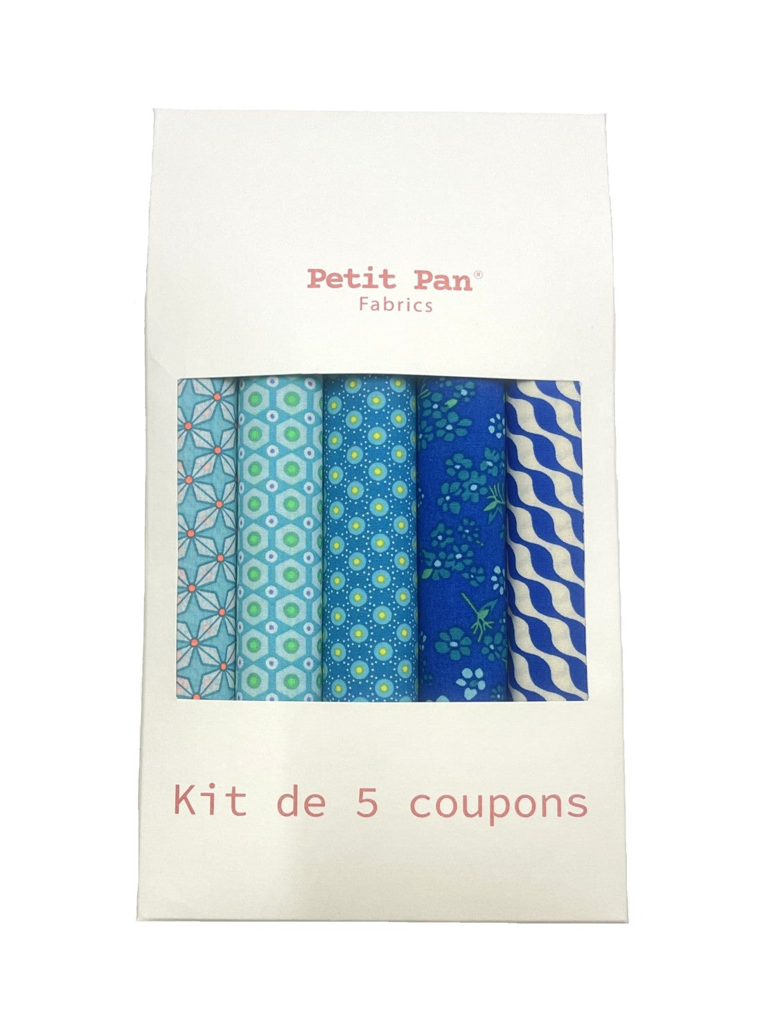 Kit de 5 coupons tissu coton popeline Kifkif outremer
