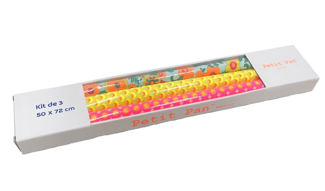 Kit de 3 Coupon toile cirée 50x72cm Hippy azur