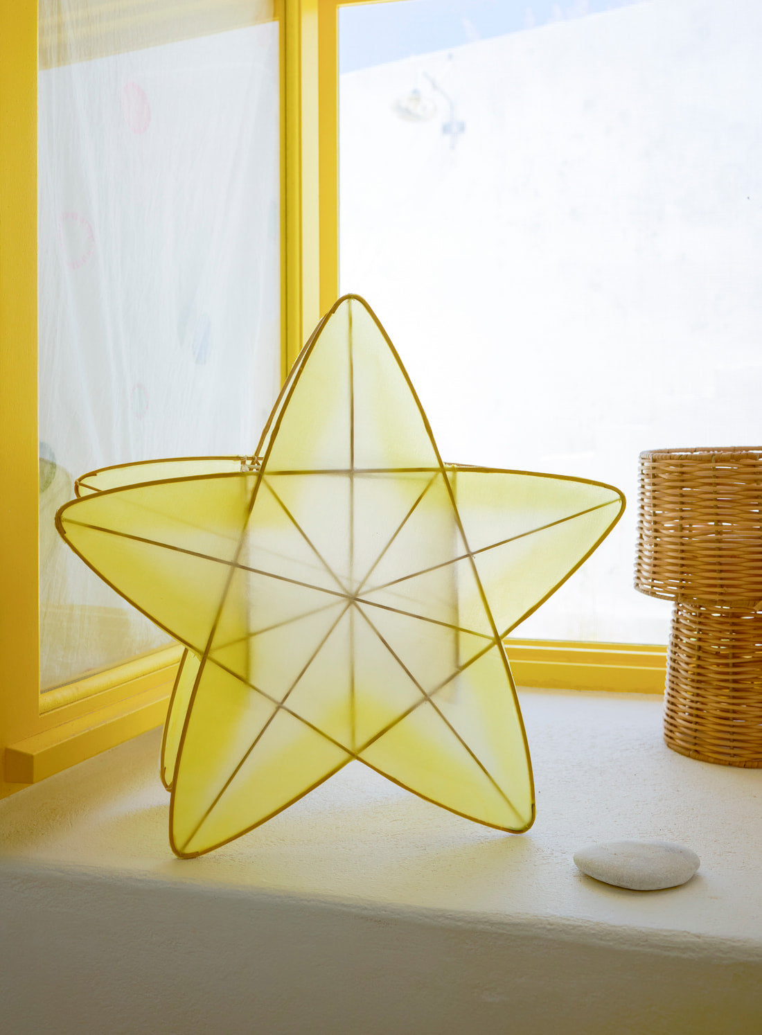 Suspension Lampion Bambou Étoile new Jaune citron