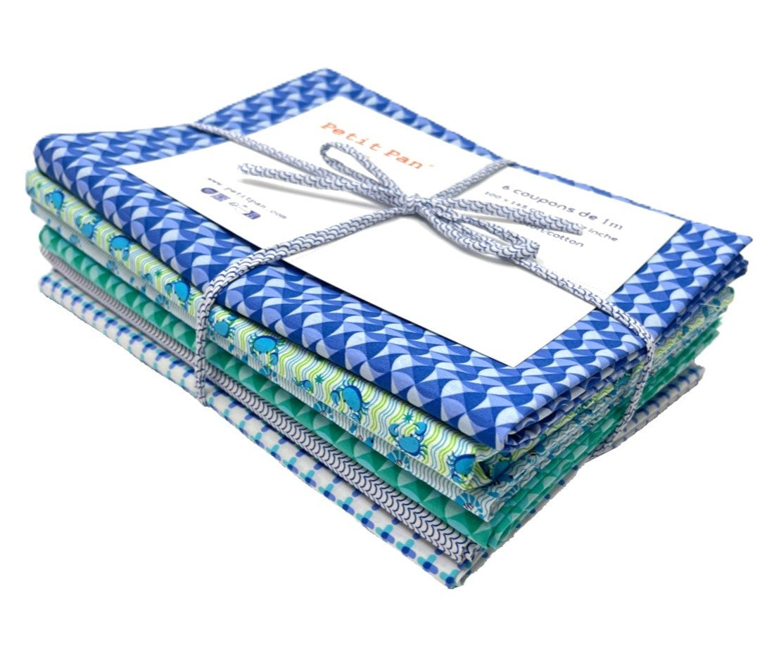 6 coupons de 1m Breizh Wave bleu marine