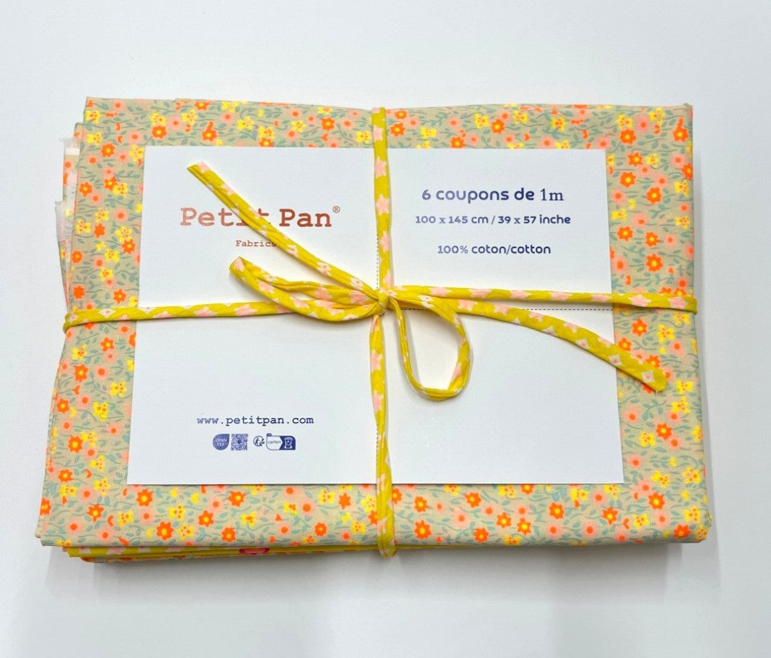 6 coupons de 1m Flower Power blanc