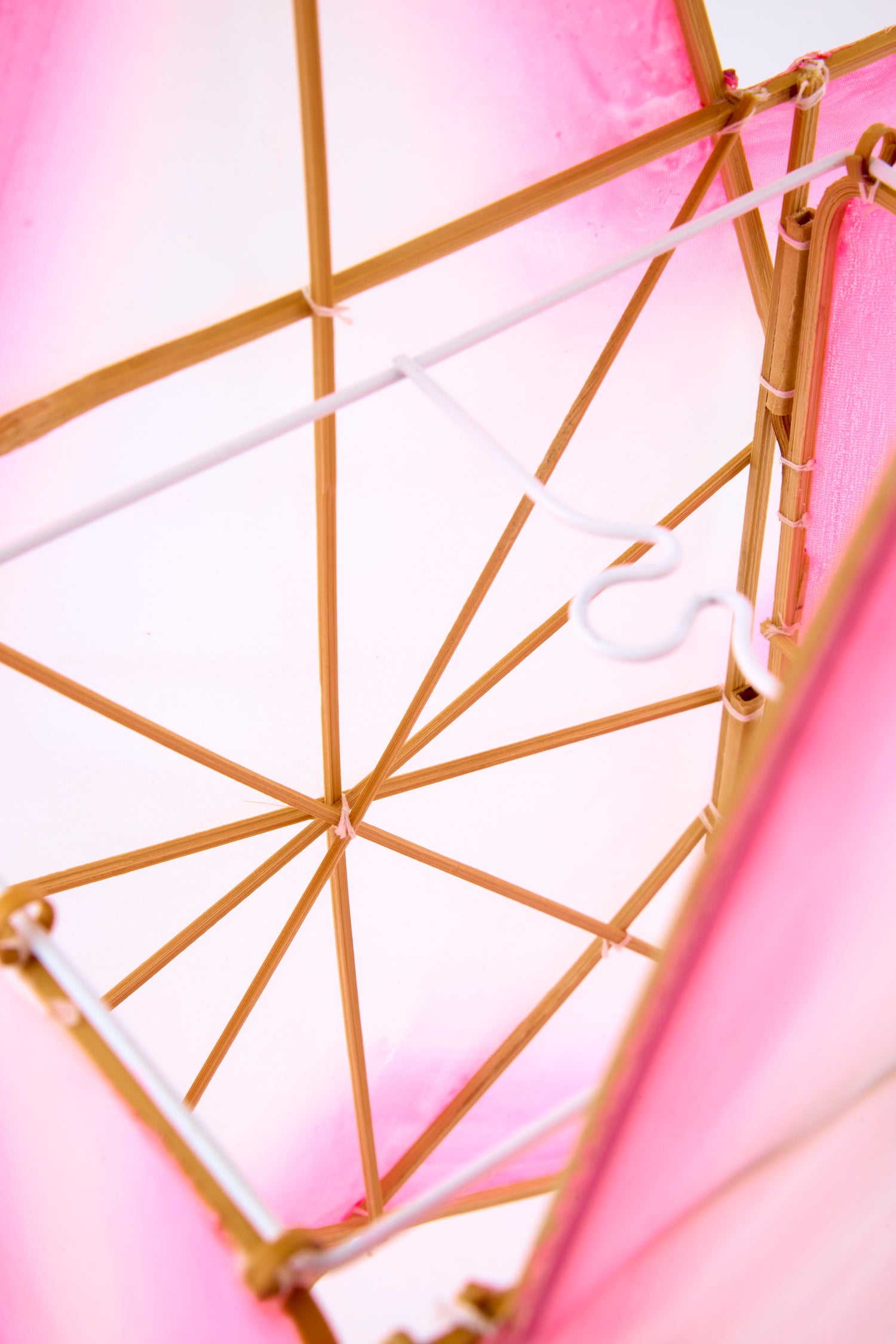 Suspension Lampion Bambou Étoile new Rose Petit Pan