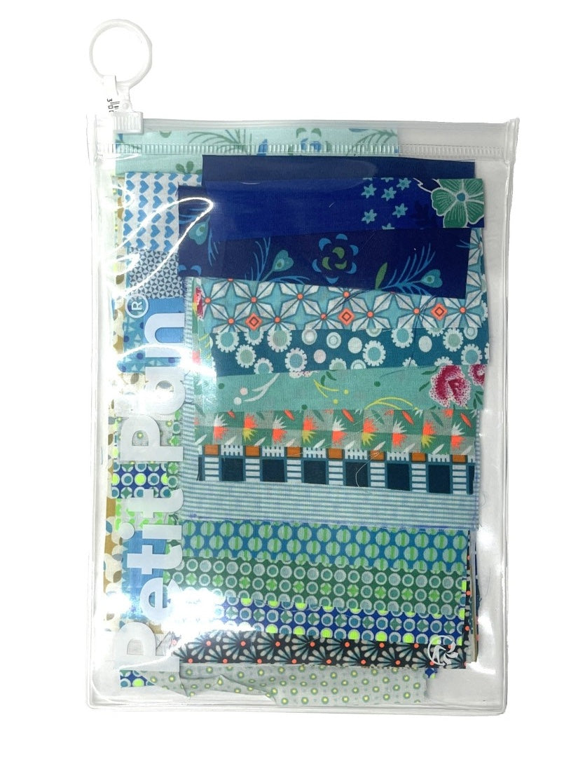 kit de 50 carrés de tissus 100% coton 10x10cm Bleu turquoise