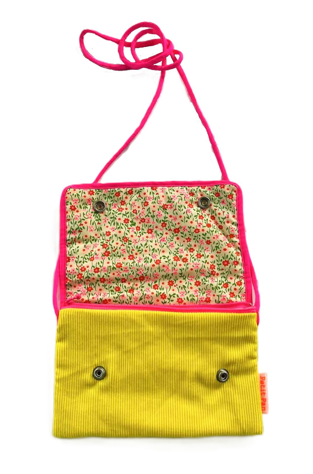 Pochette bandoulière M velours Jaune citron