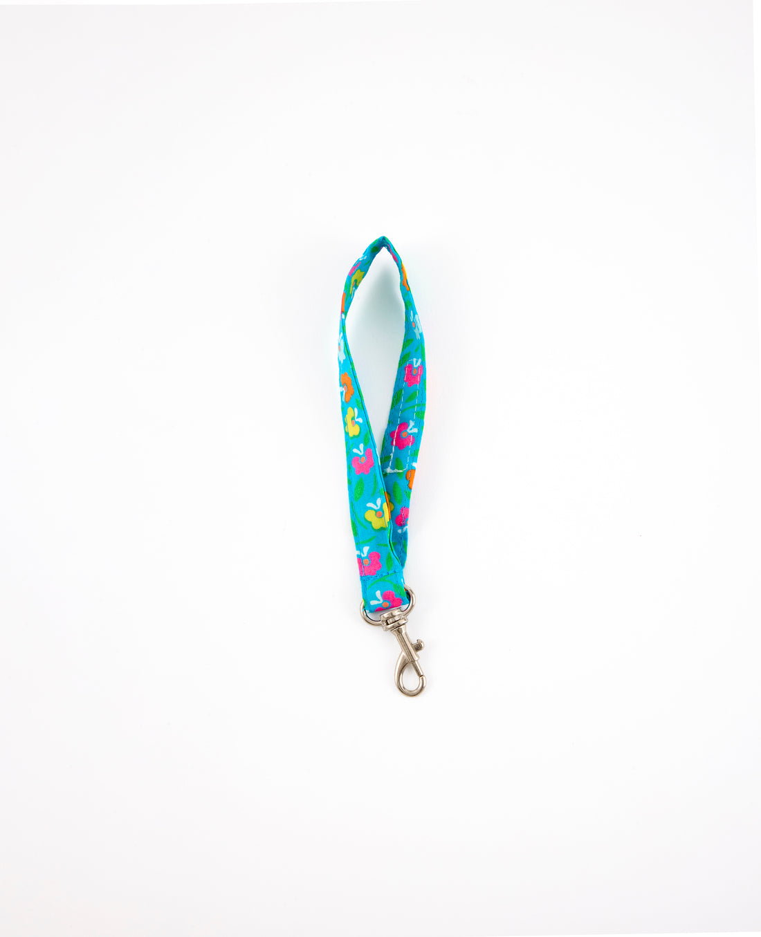 Cyan blue Petunia wrist strap keychain
