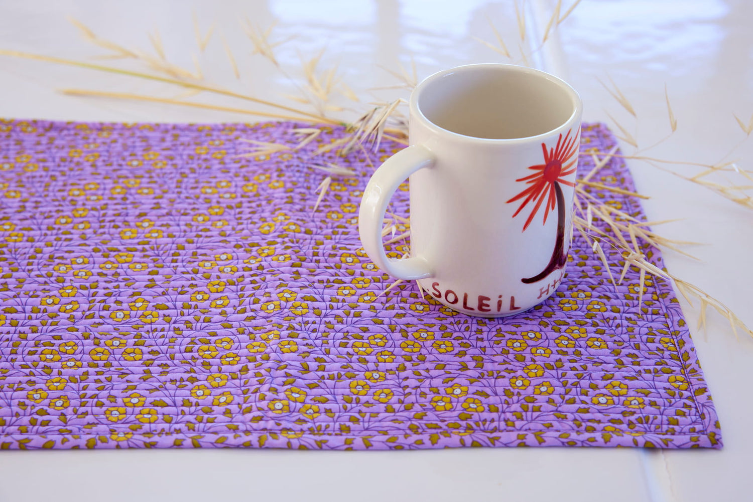 Aziza quilted placemats in lilac