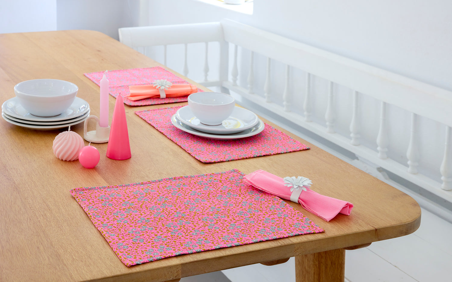 Set de table matelassés Aziza rose