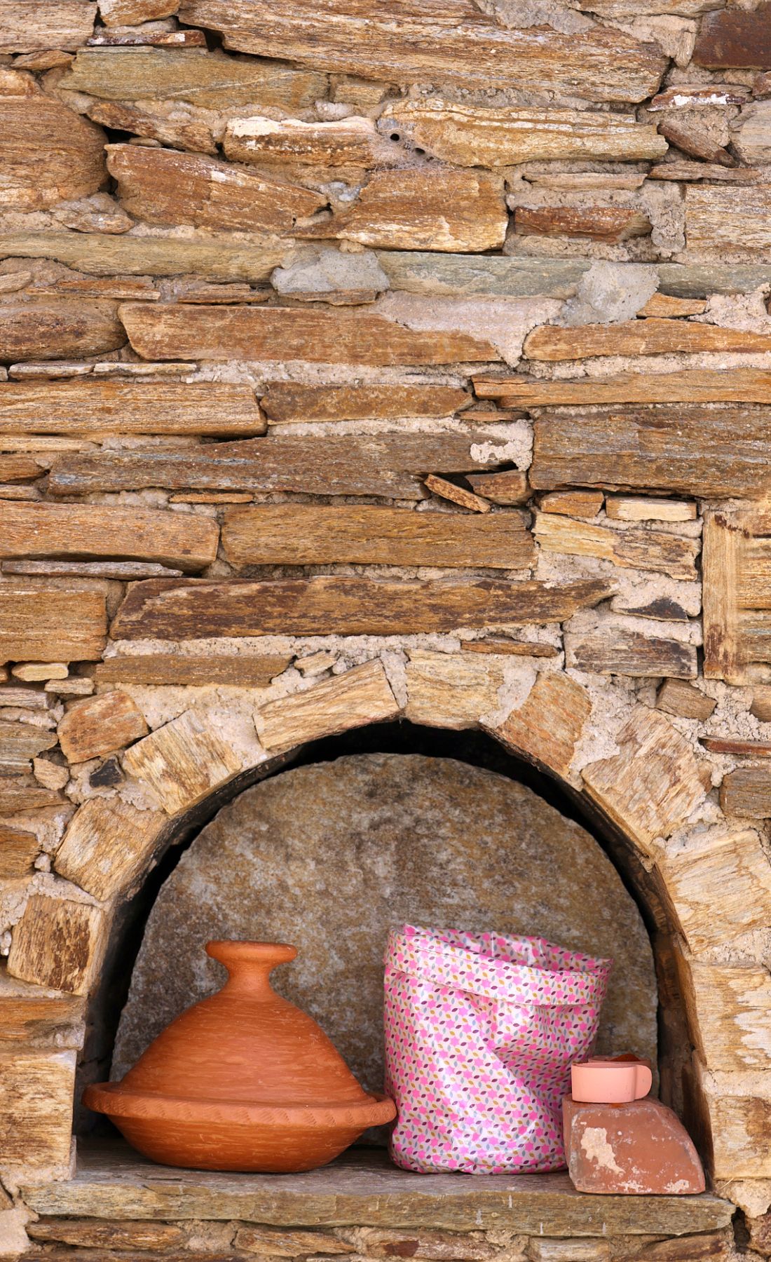 Set de 3 corbeilles Moussem rose avec des motifs géométriques