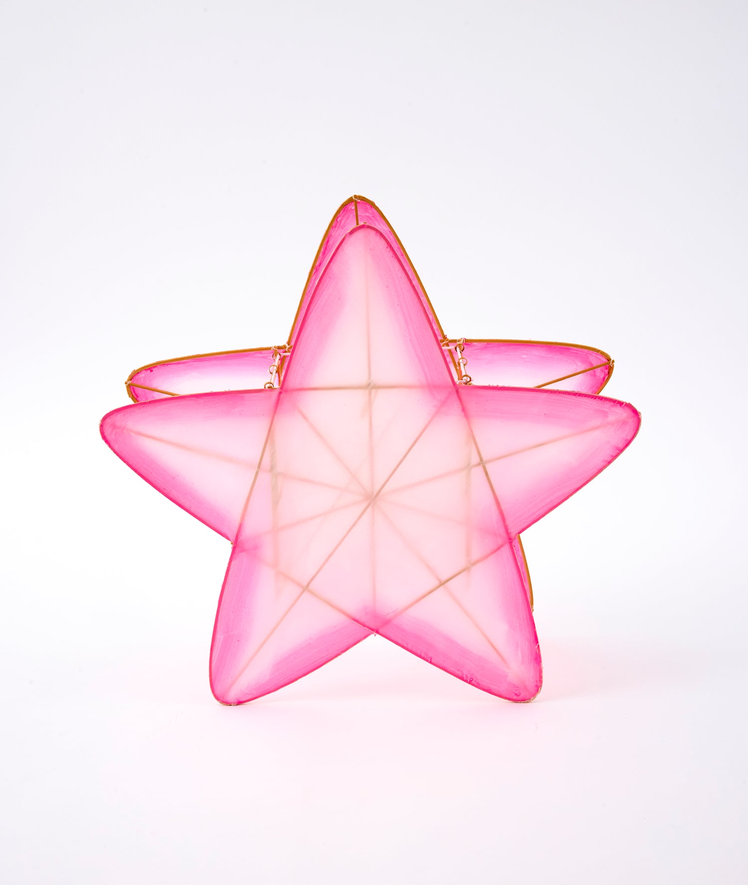 Suspension Lampion Bambou Étoile new Rose Petit Pan