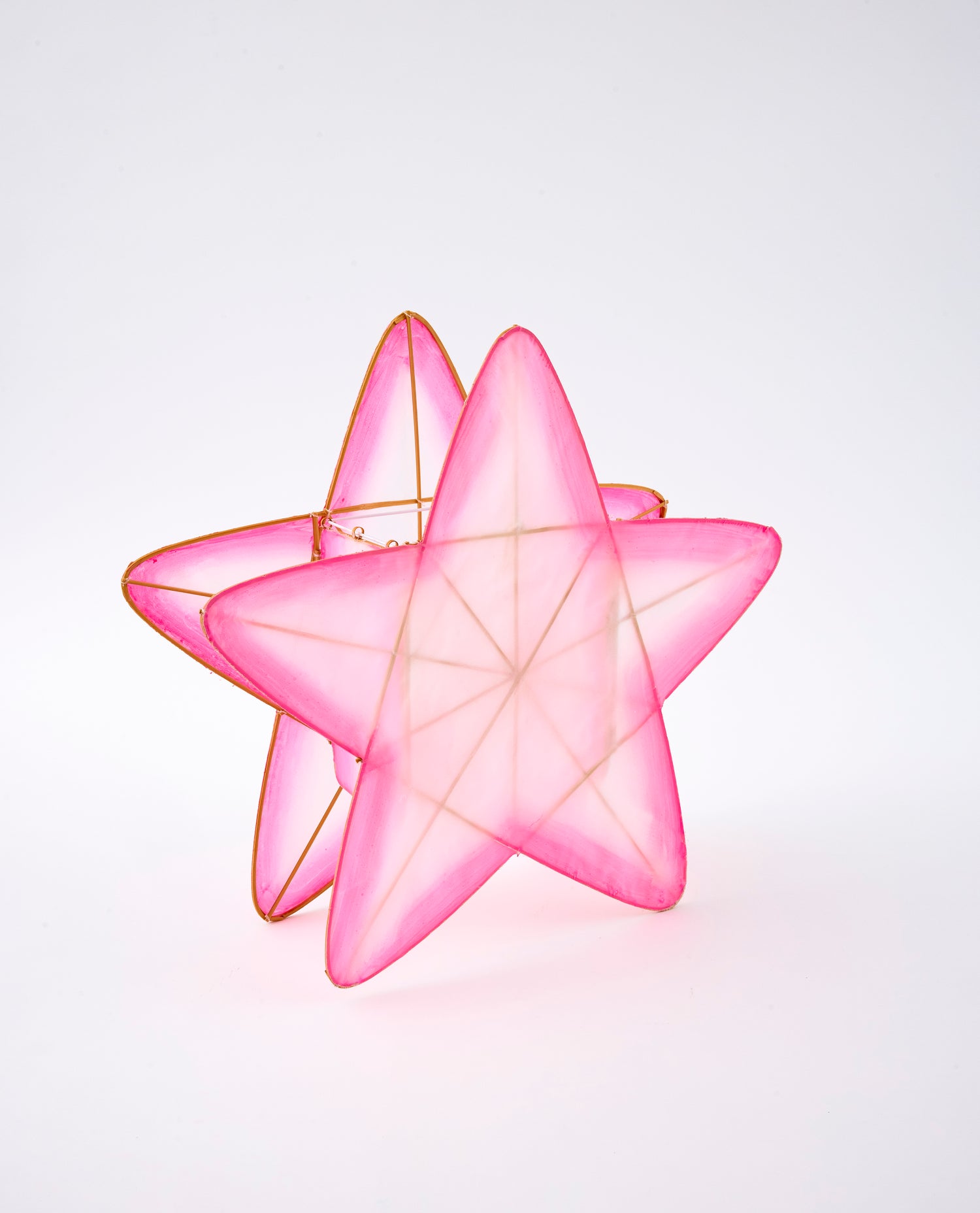 Suspension Lampion Bambou Étoile new Rose Petit Pan