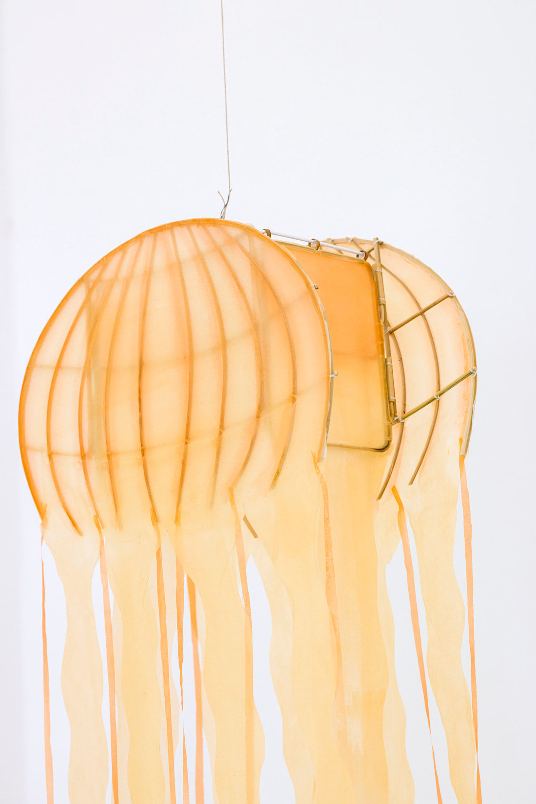 Suspension Lampion Bambou Meduse azur