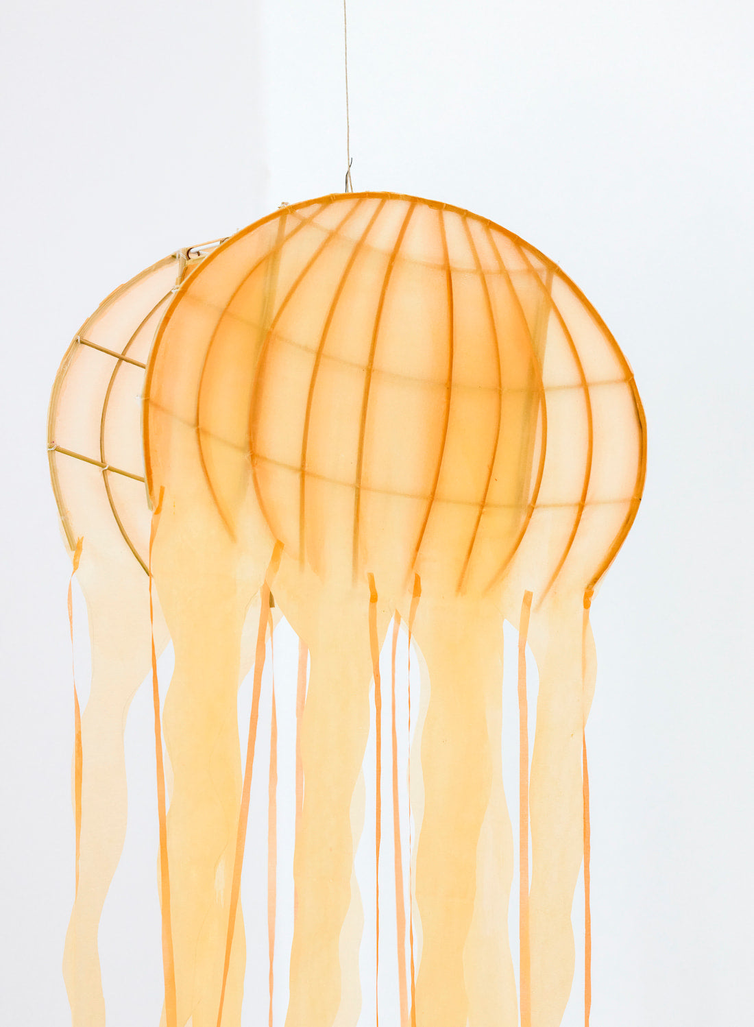 Suspension Lampion Bambou Meduse azur