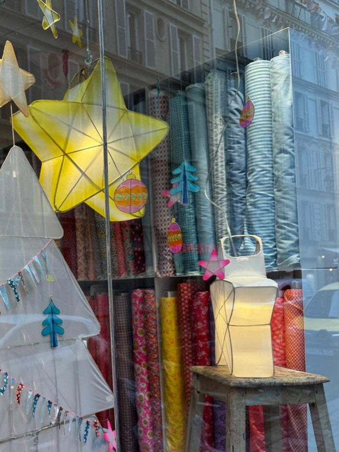 Suspension Lampion Bambou Étoile Jaune citron