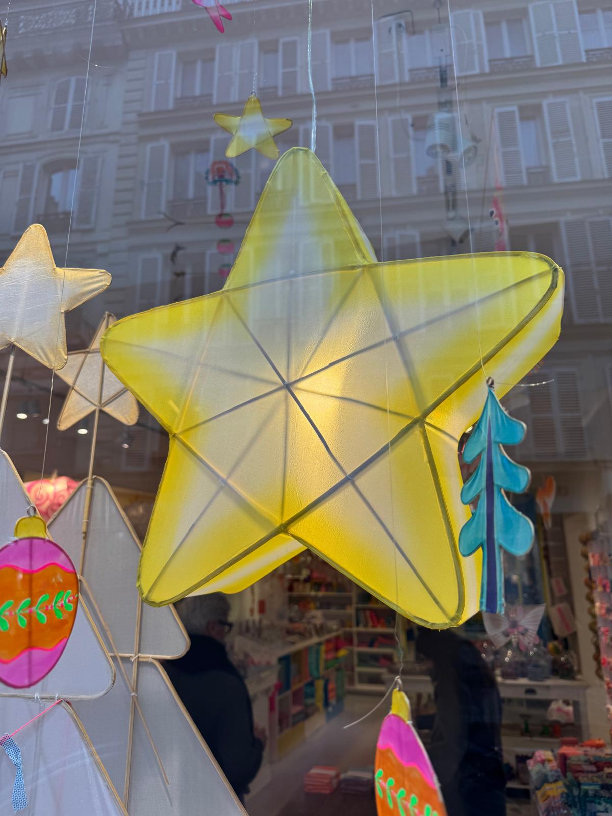 Suspension Lampion Bambou Étoile Jaune citron