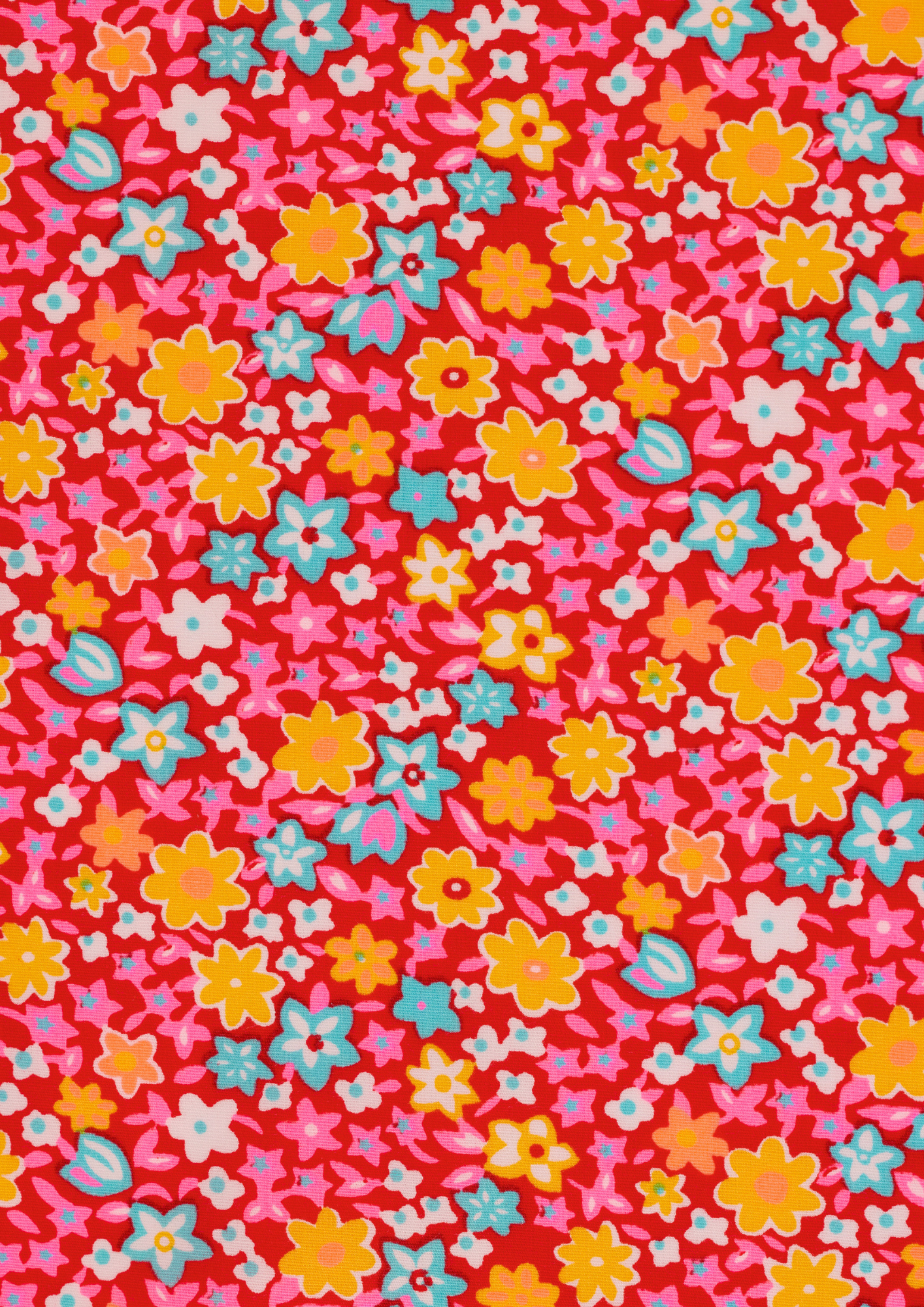 Coton imprimé Fleur d'oranger rouge