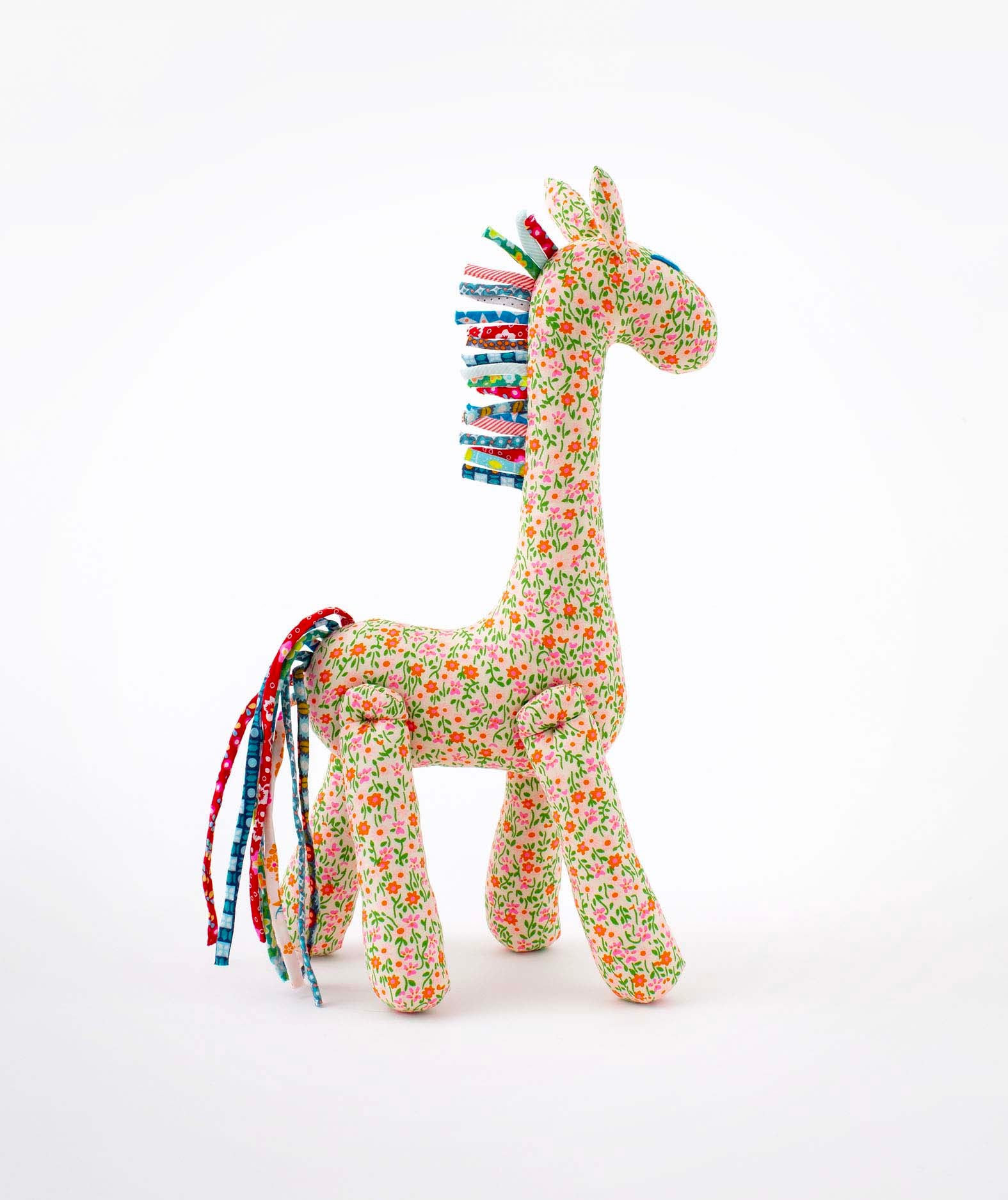 Doudou girafe Flower Power rose Petit Pan