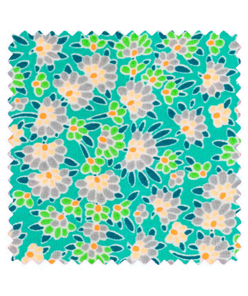 Coton imprimé Calendula vert