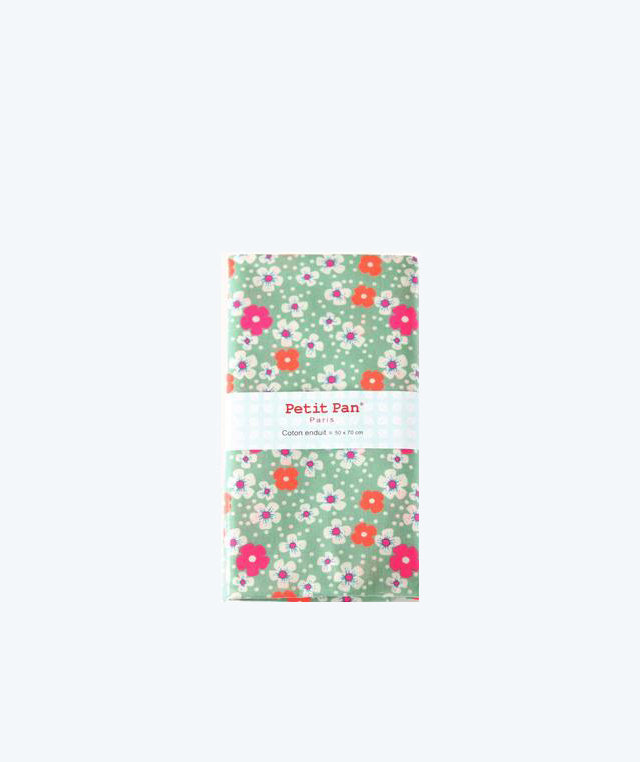 Coupon coton enduit Fleurs des îles vert d'eau Petit Pan