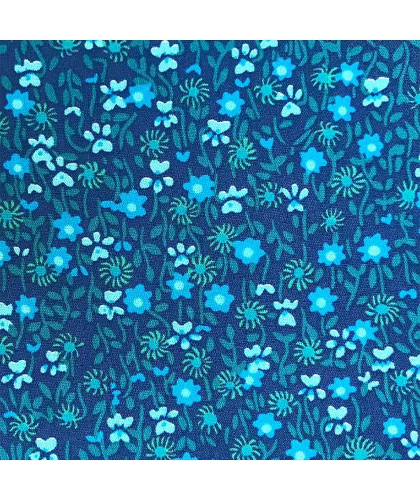 Coton enduit Flower Power indigo