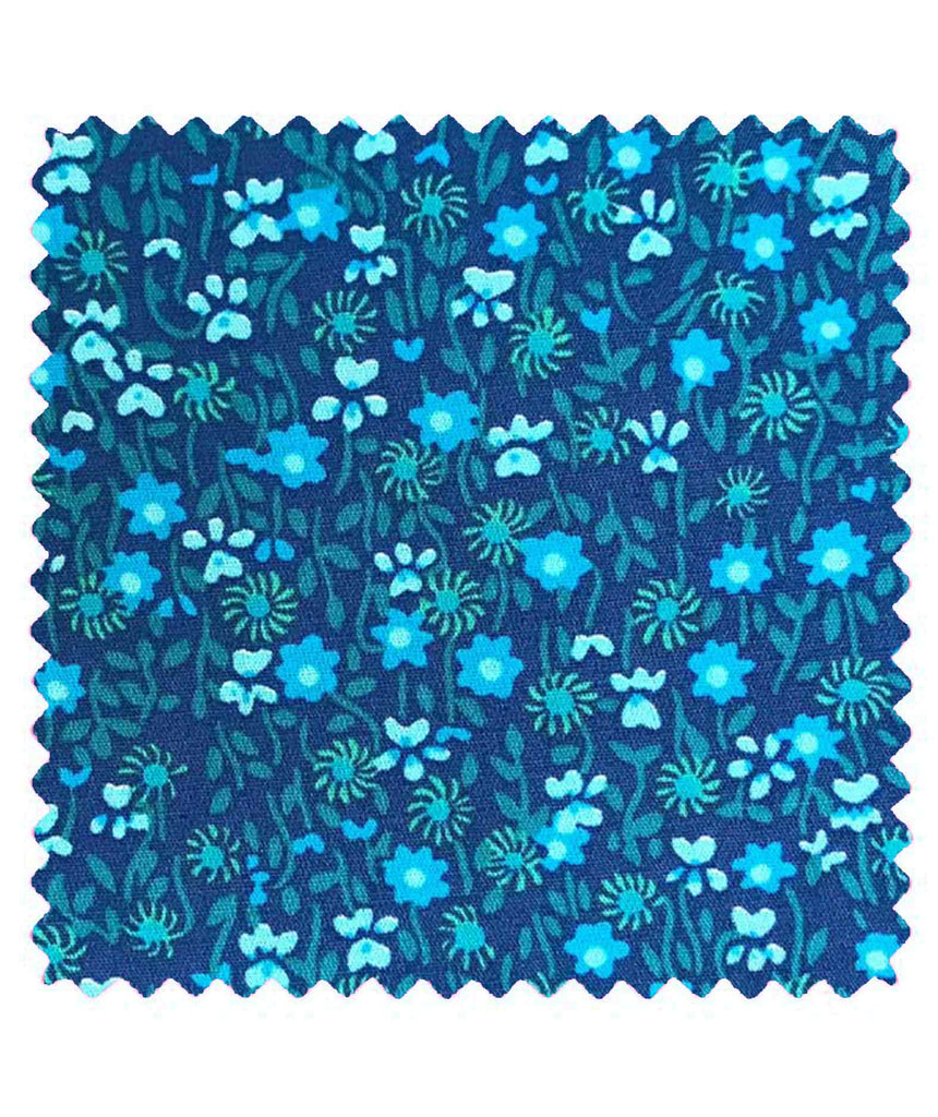 Coton imprimé Flower Power indigo