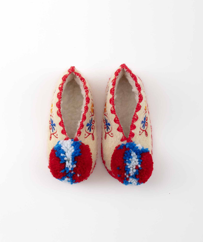 Chaussons Noël en laine Rouge Petit Pan